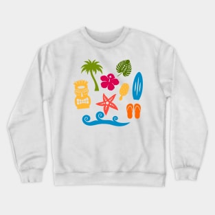 Hawaiian Beach Summer Icons Crewneck Sweatshirt